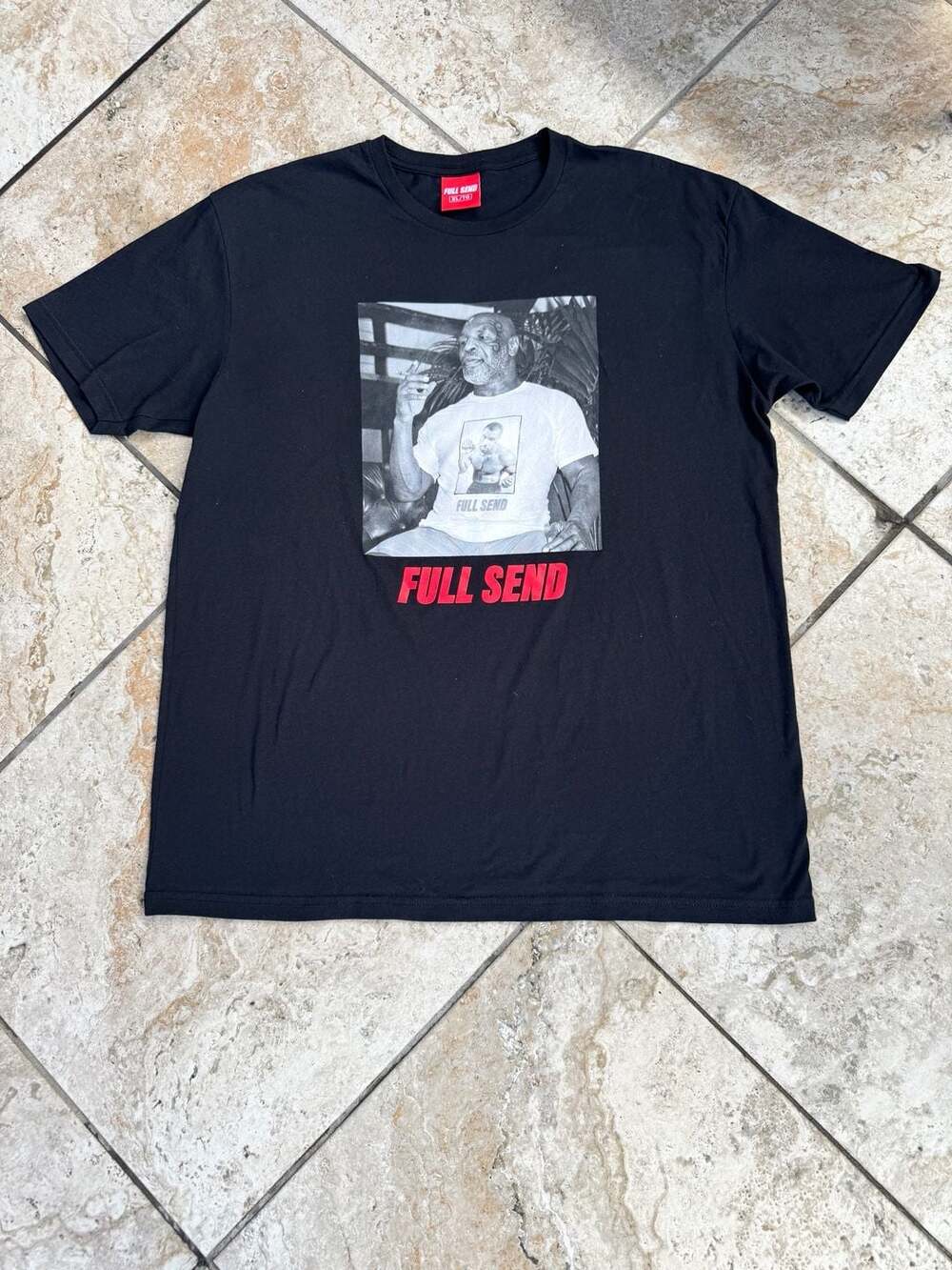 Full Send Mike Tyson Smoke Graphic T-Shirt Black XL